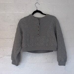 Anthropologie Quilted Crewneck Sweatshirt in Heather Gray